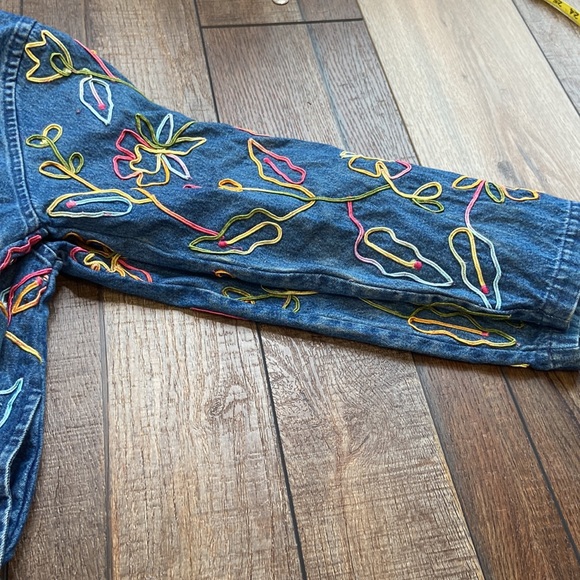 Tantrums Embroidered Floral Denim Jacket Vintage Size S - Picture 9 of 11